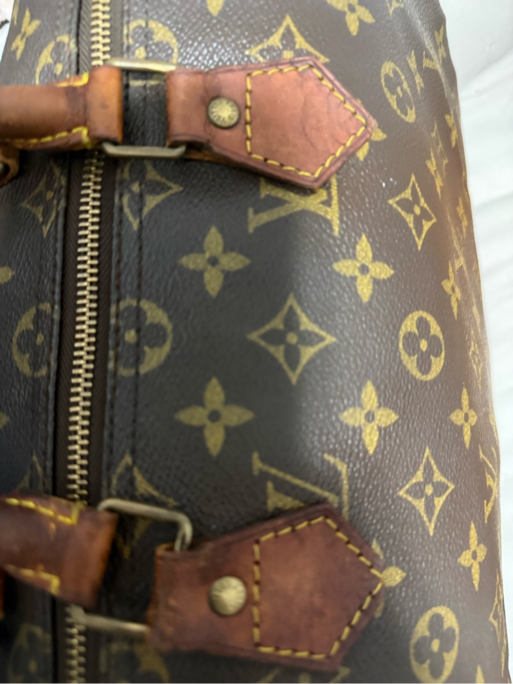 Louis Vuitton Monogram Canvas speedy 35 Bag with Red Charm and Blue Scarf - Picture 6 of 10